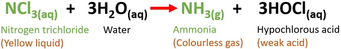 Nitrogen Trichloride and Water Reaction - NCl3 + H2O